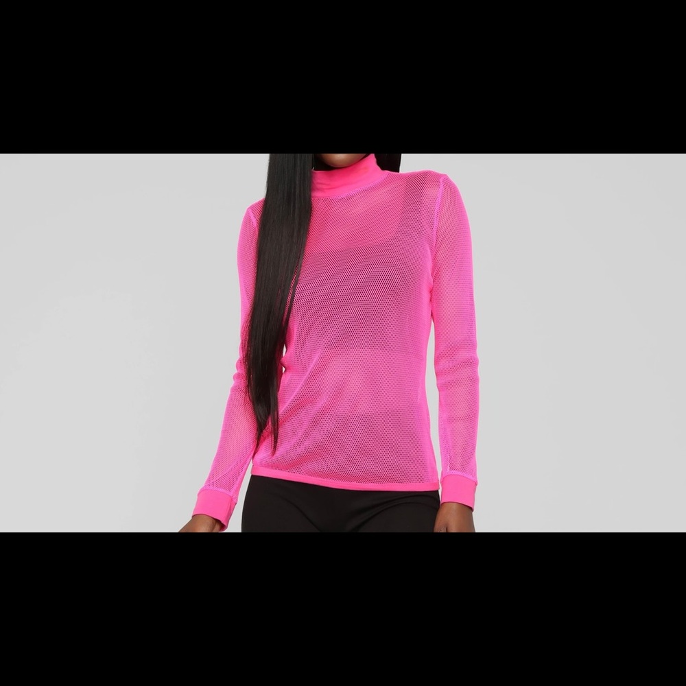 Neon pink Mesh shirt.